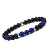 Natural Black Matte Lapis Lazuli Elastic Bracelet for Men & Women - Fashionable European & American Design
