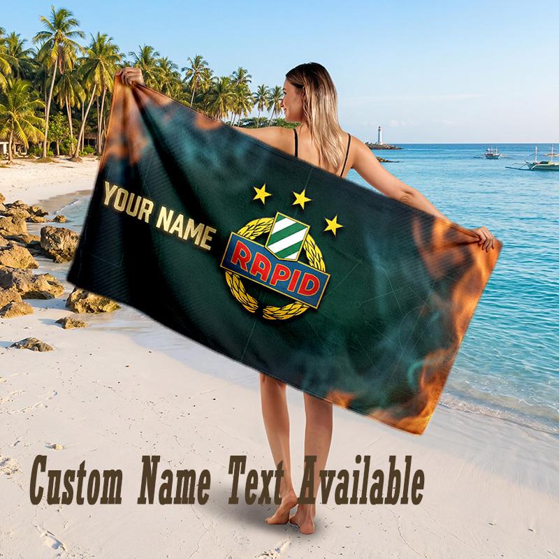 Rapid Wien FC Design Beach Towel Custom Text Large Towel for Beach Vacation