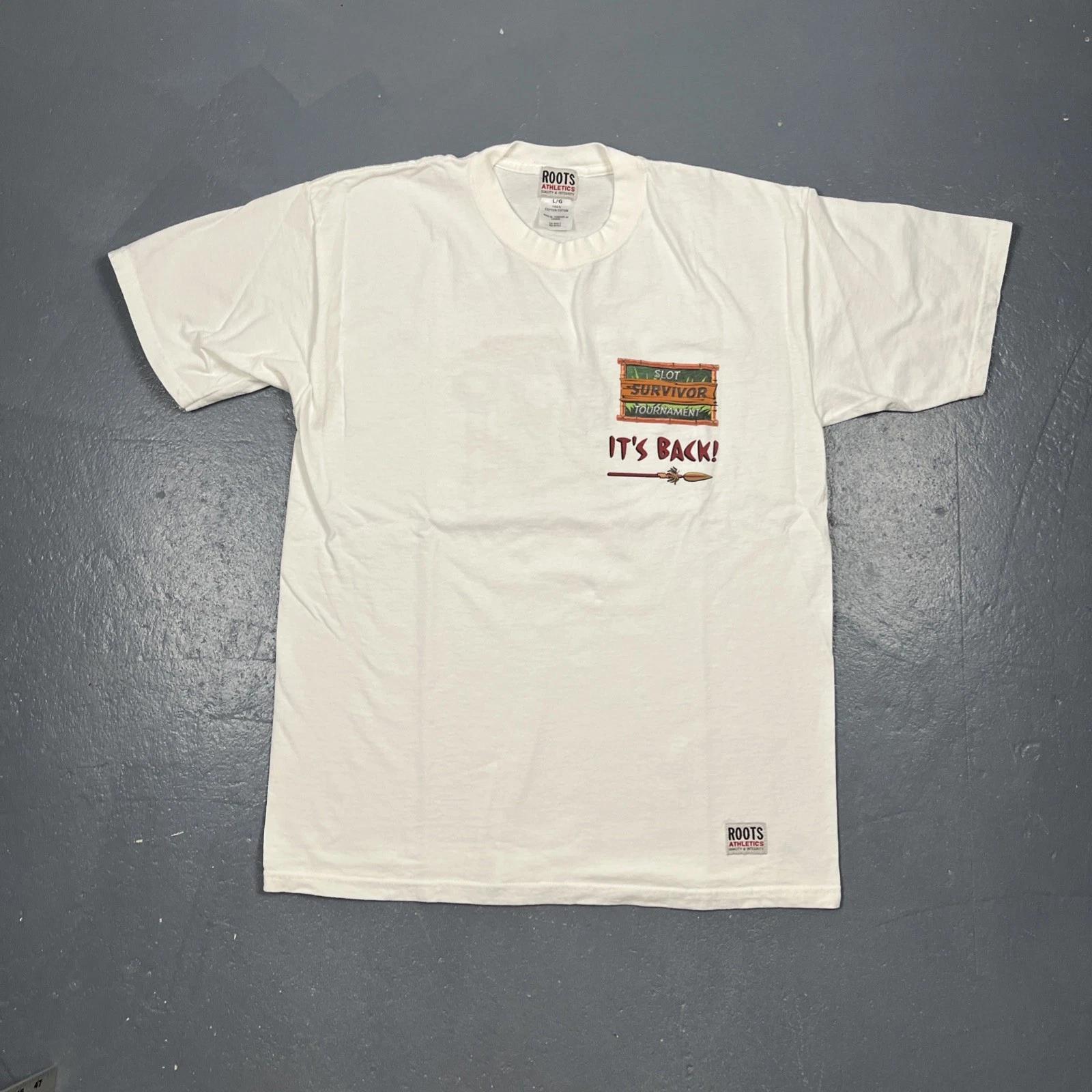 

Vintage 90s Ontario Racetrack Slot Survivor Tournament Tshirt White Large VTG S