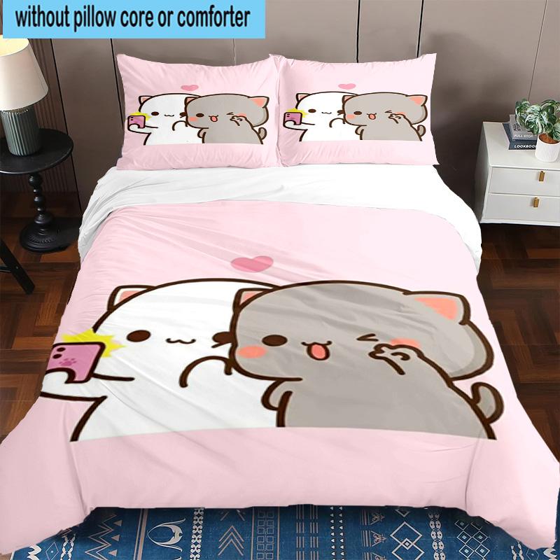 3PCS Bobo Dudu In Love  3pcs Bedding,Including 3PCS Duvet Cover And 2pcs Pillowcases Perfect for Christmas,Ideal for Bedroom, Dormitory