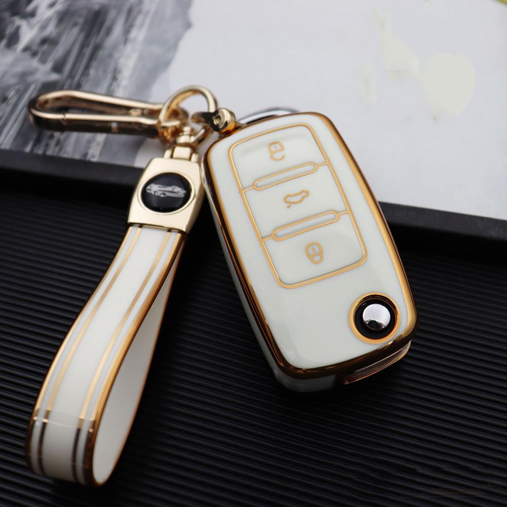 Für VW Golf Polo Bora Beetle Tiguan für SKODA Fabia Superb für SEAT Leon Toledo Altea Ibiza TPU-Fernschlüsselgehäuseabdeckung