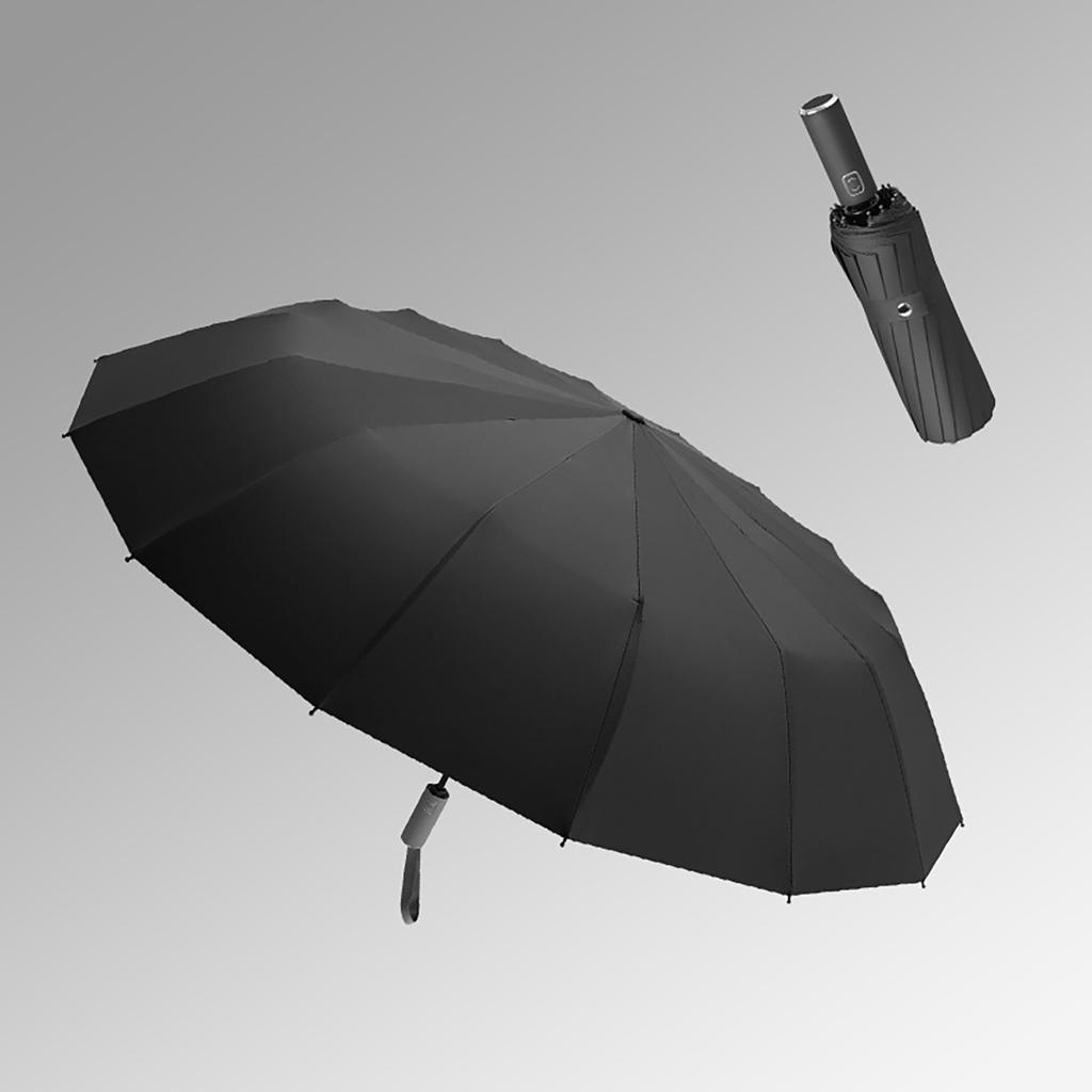 16 One Button Open And Close Black Glue Umbrella, Thickened And Oversized Folding Umbrella, Sun Umbrella, Fully Umbrella