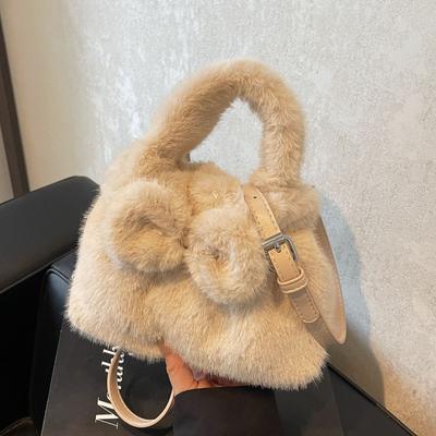 Plush Bag Fashion Messenger Bag Women'S High-End Feeling Fluffy Portable Bucket Bag