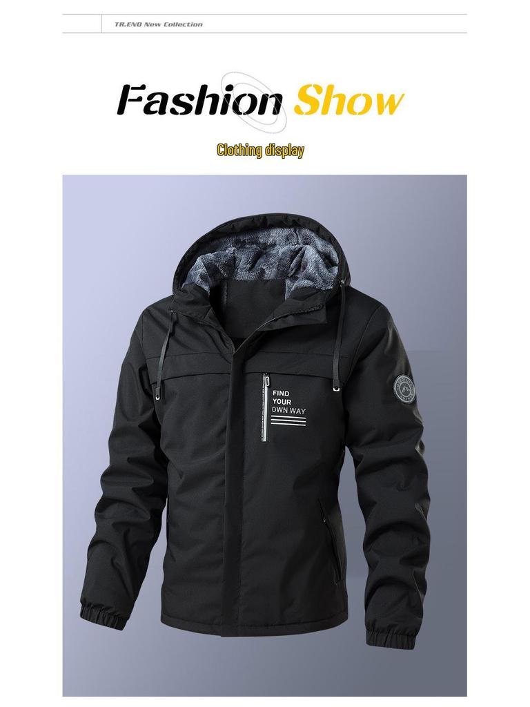 Men's Fleece-Lined Hooded Casual Jacket - 2025 Autumn/Winter Collection