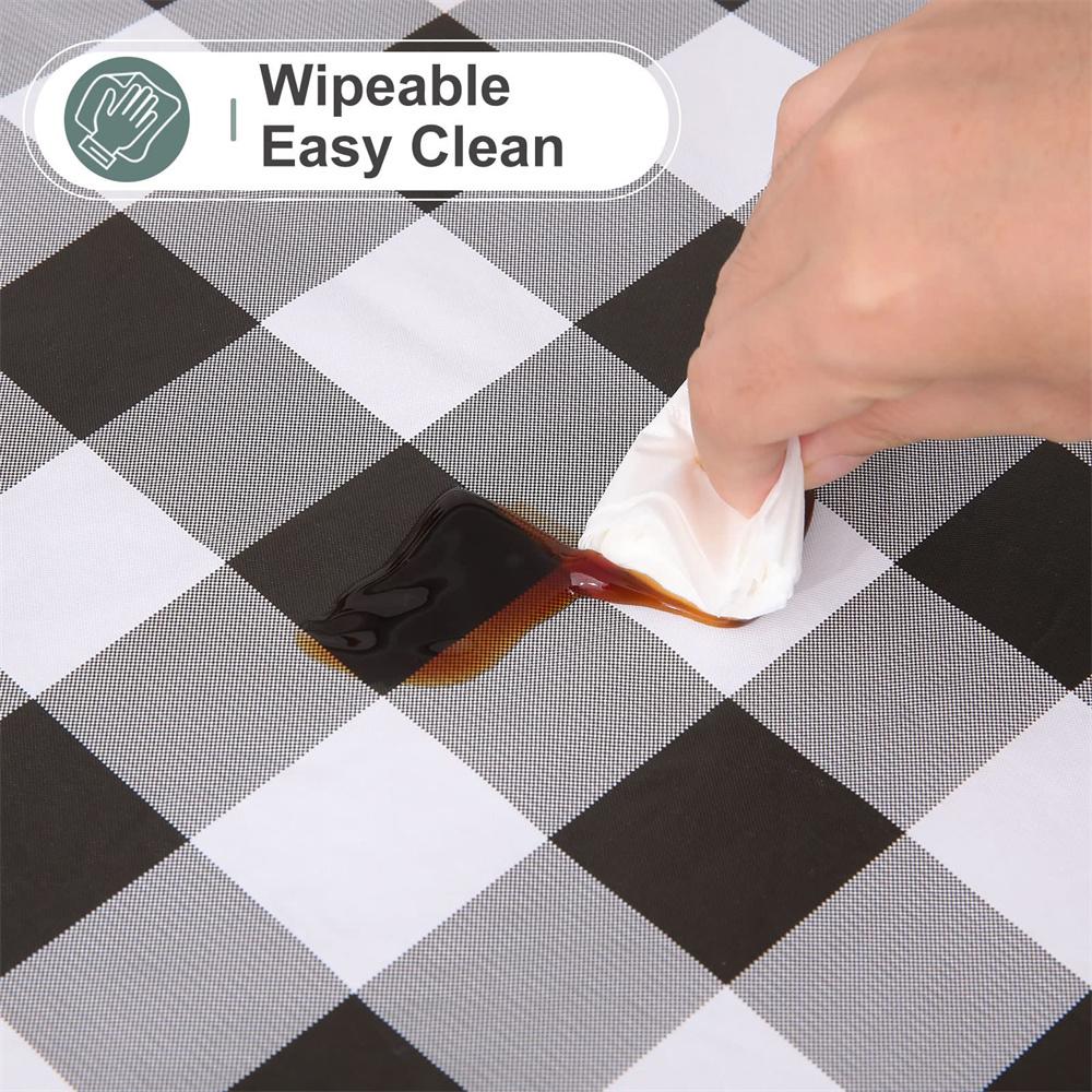 Olanly Rectangle Waterproof Table Cloth Buffalo Flannel Backed Tablecloth Wipeabl Plastic Table Cover For Dinner Kitchen Outdoor