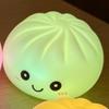 Cute Baozi LED Night Light Soft Silicone Color Changing Bedroom Decor Squishy Toy Simulation Baozi Lamp