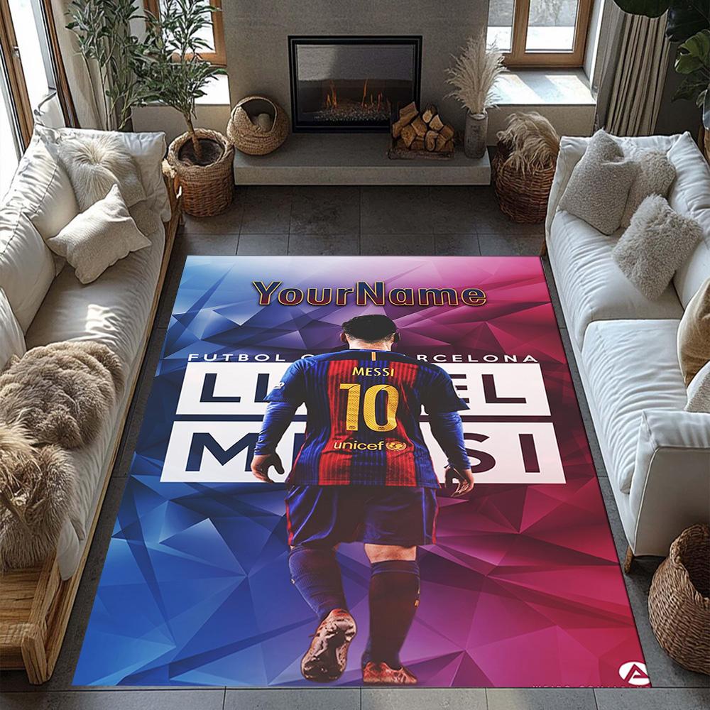 Messi 455 Personalized Name Floor Rug Office Rug Perfect for Bedrooms Study room Kitchen Balcony Antislip Carpet Office home decor Gift for Festivals