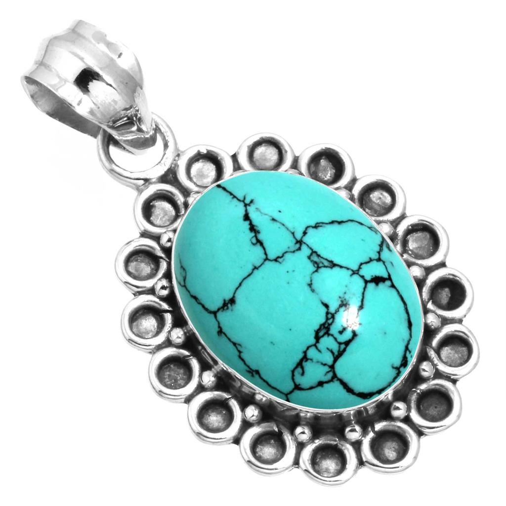 925 Sterling Silver Pendant Women Gemstone Handmade Jewelry Halloween Gift Blue Green Purple Copper Turquoise Pearl Lapis Mother Of Pearl Costume
