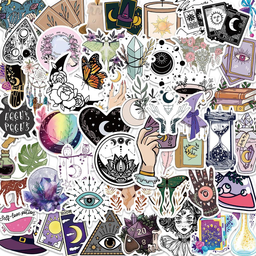 50 Cartoon Witch Doodle Stickers Decorate Suitcase Pen Guitar Notebook Waterproof Explosive
