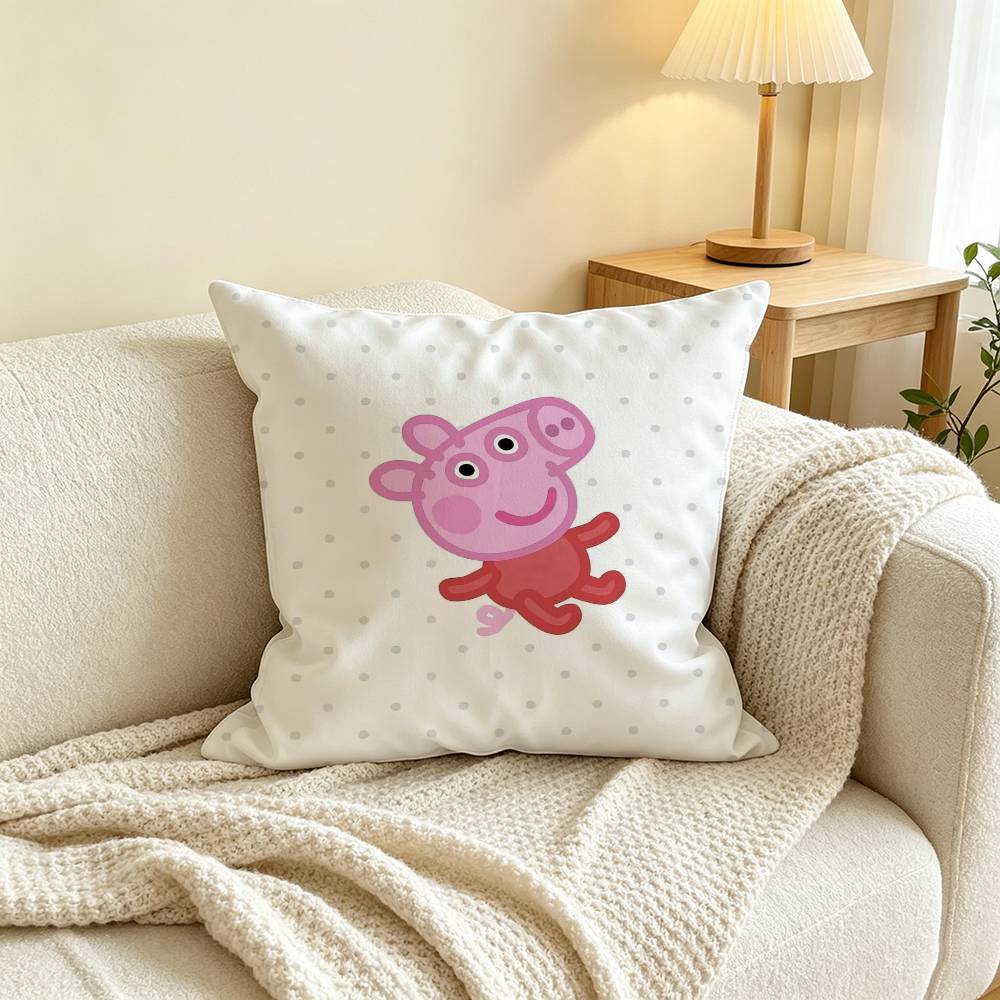Pink P-P-Peppas-es Pigs Square Double-Sided printed Pillow Case Bedroom Bedside Pillow Sofa Cushion Cover