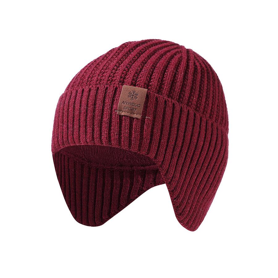 Ear Protection Knitted Hat Men's Wool Thick Big Head Warm Hat Sleeve Cap