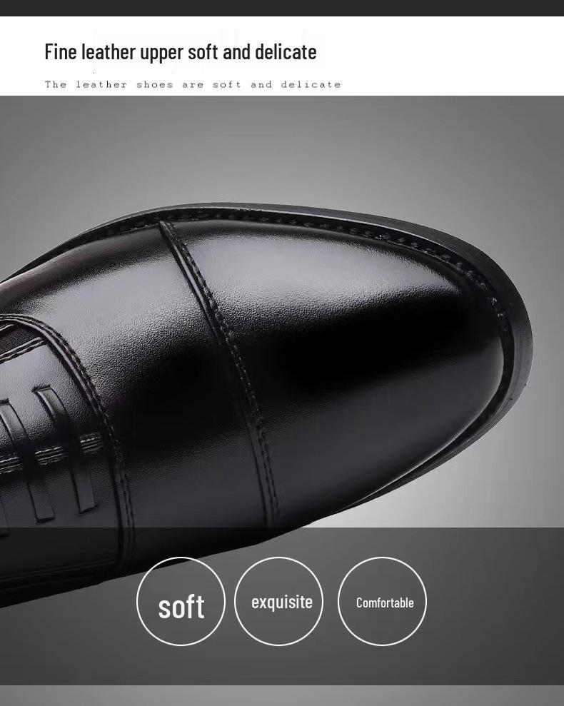 Men's British Style Pointed Toe Leather Shoes - Three-Piece Set for Autumn Fashion, Business, Casual Occasions