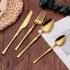 8/12/16/20/24Pcs Sliver Thin Cutlery Gold Dinner Set Stainless Steel Tableware Mirror Western Knife Fork Spoon Solid Color