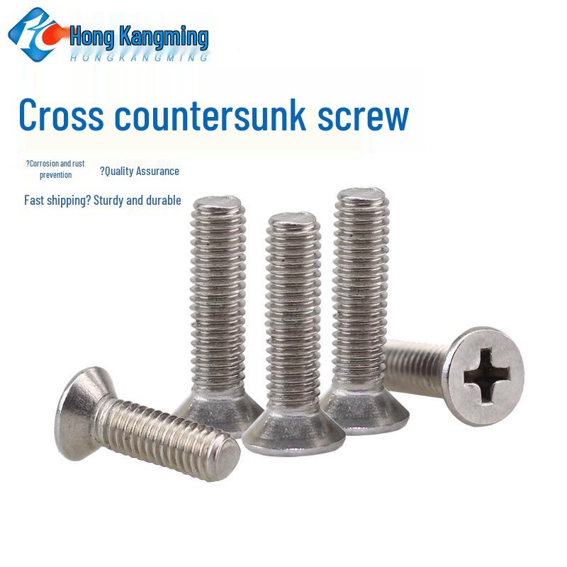 Flat Head Phillips Machine Screw Set, 201 Stainless Steel, M4-M8, Countersunk Head.