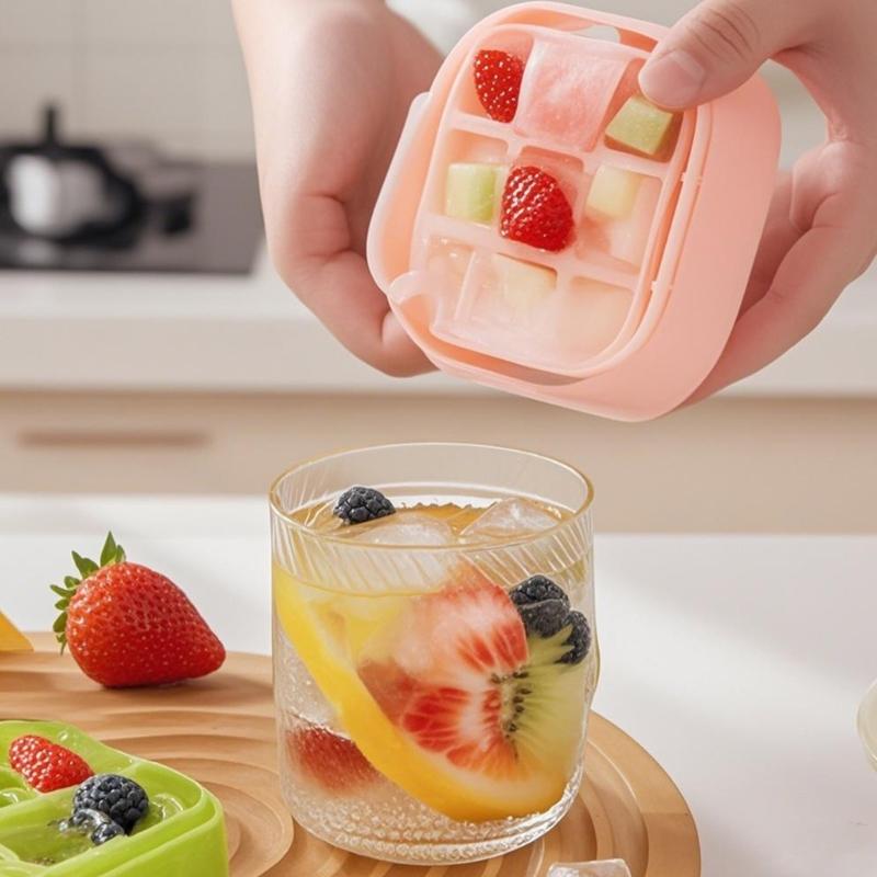 Easy To Disassemble Silicone Ice Mould with Lid Dishwasher Safe 9 Cells Ice Cubes Tray for Cocktails Use kitchen Tool