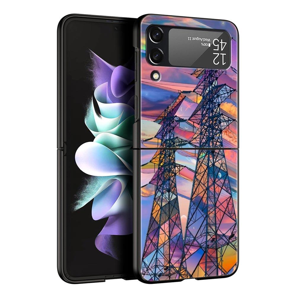 cute art pretty indie hot pink Phone Case For Samsung Galaxy Z Flip3 Flip4 Flip5 PC Shell For Z Flip 3 4 5 Hard Folding Cover