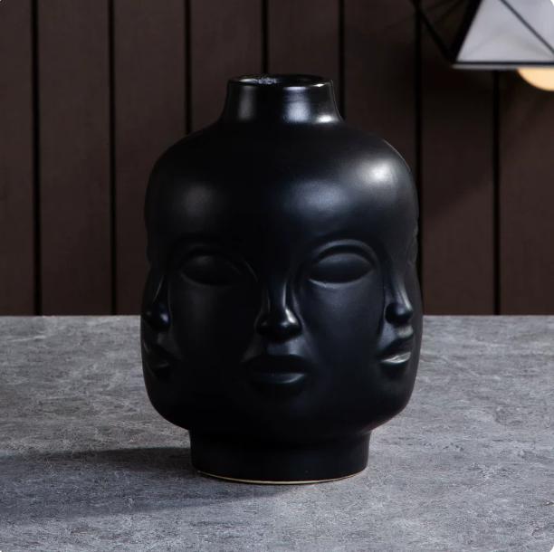 Scandinavian White Ceramic Vase Decoration Home Decoration Crafts Modern Interior Decoration Countertop Vase Art Face Shape Vase
