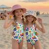 Costume da bagno intero per bambina con stampa animalier Costume da bagno per bambini Tessuto leggero e morbido Vestibilità comoda Adatto per attività estive in spiaggia e piscina