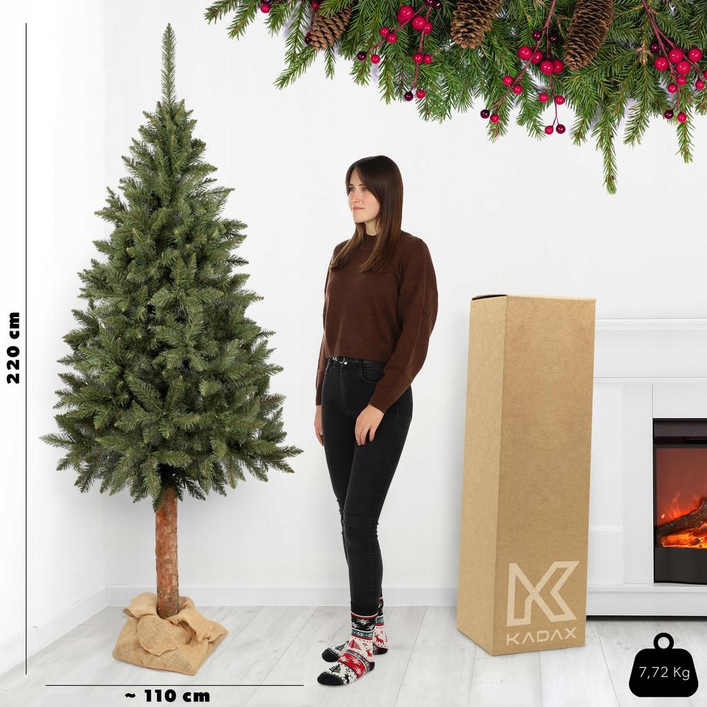 KADAX Vánoční stromek na kmeni umělý 220 cm Smrk přírodní