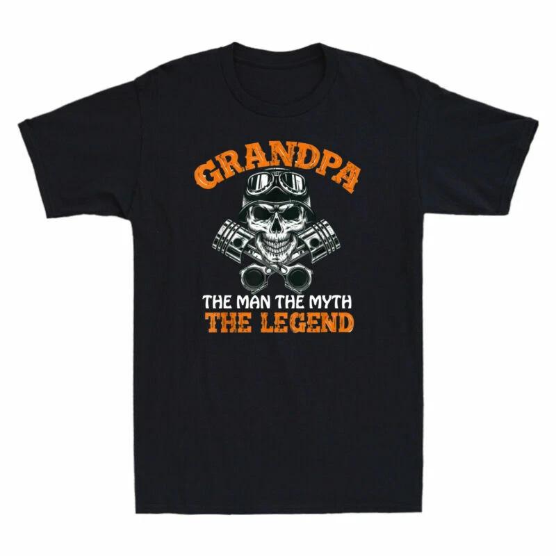 Biker Grandpa The Man The Myth The Legend Motorcycle Distressed Men s T-Shirt XS