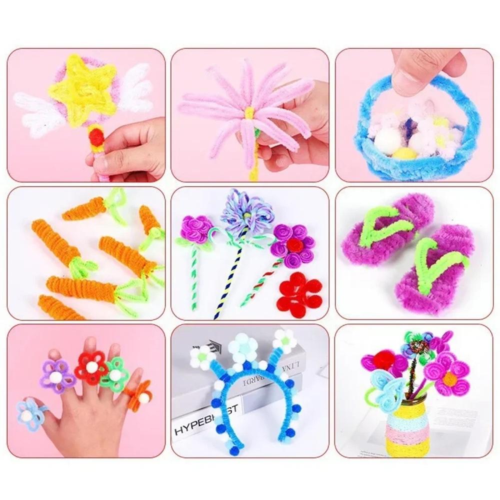 100pcs Six Color Blends Chenille Stems Toys Diy Strips Twist Bar Wire Of Metal Creative Hobby Conduit Cleaners Plush Educational