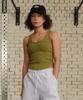 Empebeu Deep Curve Ribbed Sleeveless Khaki