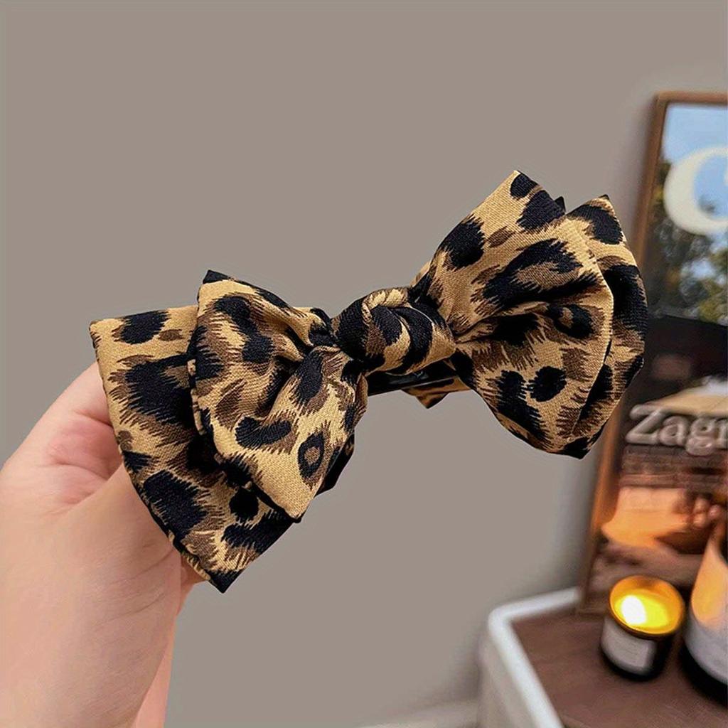 1pc Vintage Leopard Print Bow Premium Hair Grab Hair Accessory Is Suitable for Women To Wear