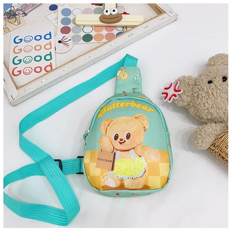 

School bag butter bear new bag cute little girl casual messenger bag light chest satchel зелений
