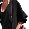 Bikini Cover Up Ruffles V Neck Ladies Elegant Pure Color Sundress for Beach