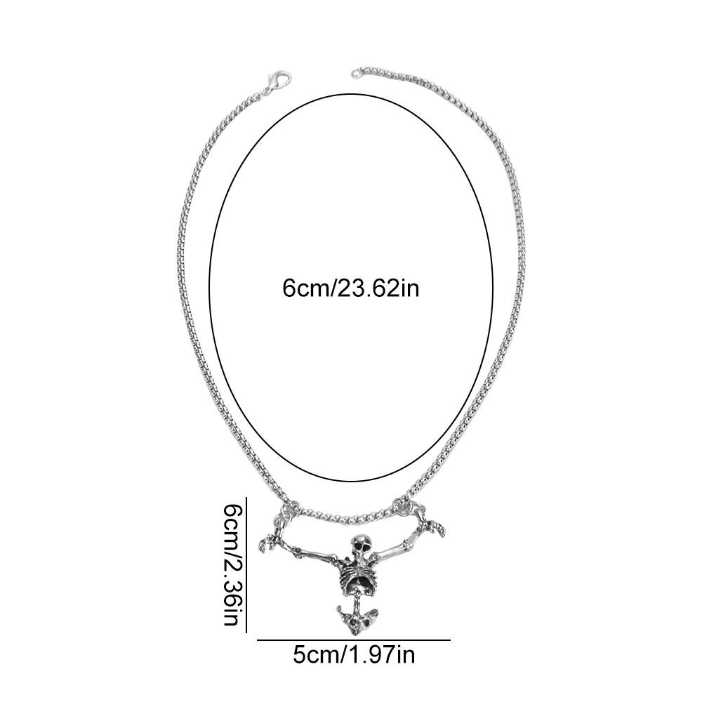 Zinc Zinc Alloy Skull Head Pendent Hip Hop Clavicle Chain Unique Men Necklace Halloween