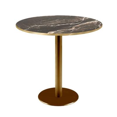 Bistro Table - Rome Ø70 Cm - Veined Marble Top - Powder-coated Cast Iron Base Gold - 2 Places