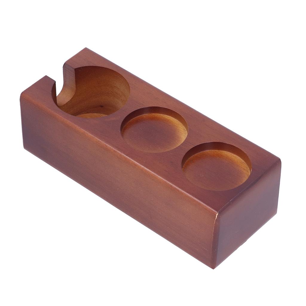 3‑Slots Wood Coffee Tamper Holder Portafilter Storage Stand Tamping Station Coffee Color