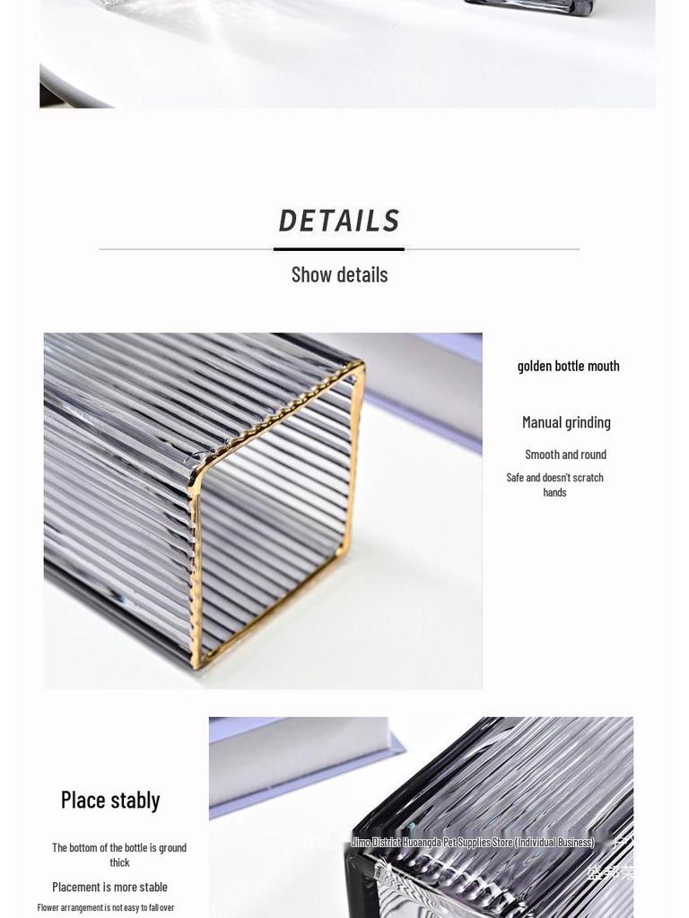 Thickened Square Glass Vase for Fresh Flowers - Elegant Hydroponic Floral Container for Living Room & Dining Table Decor