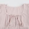 French Romantic Pleated Lace U-Neck Puff Sleeve Slim Fit Casual Top