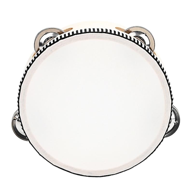 Handheld Tambourine Educational Musical Tambourine Drum for Children and Adults Wooden Tambourine Lightweight Tambourine