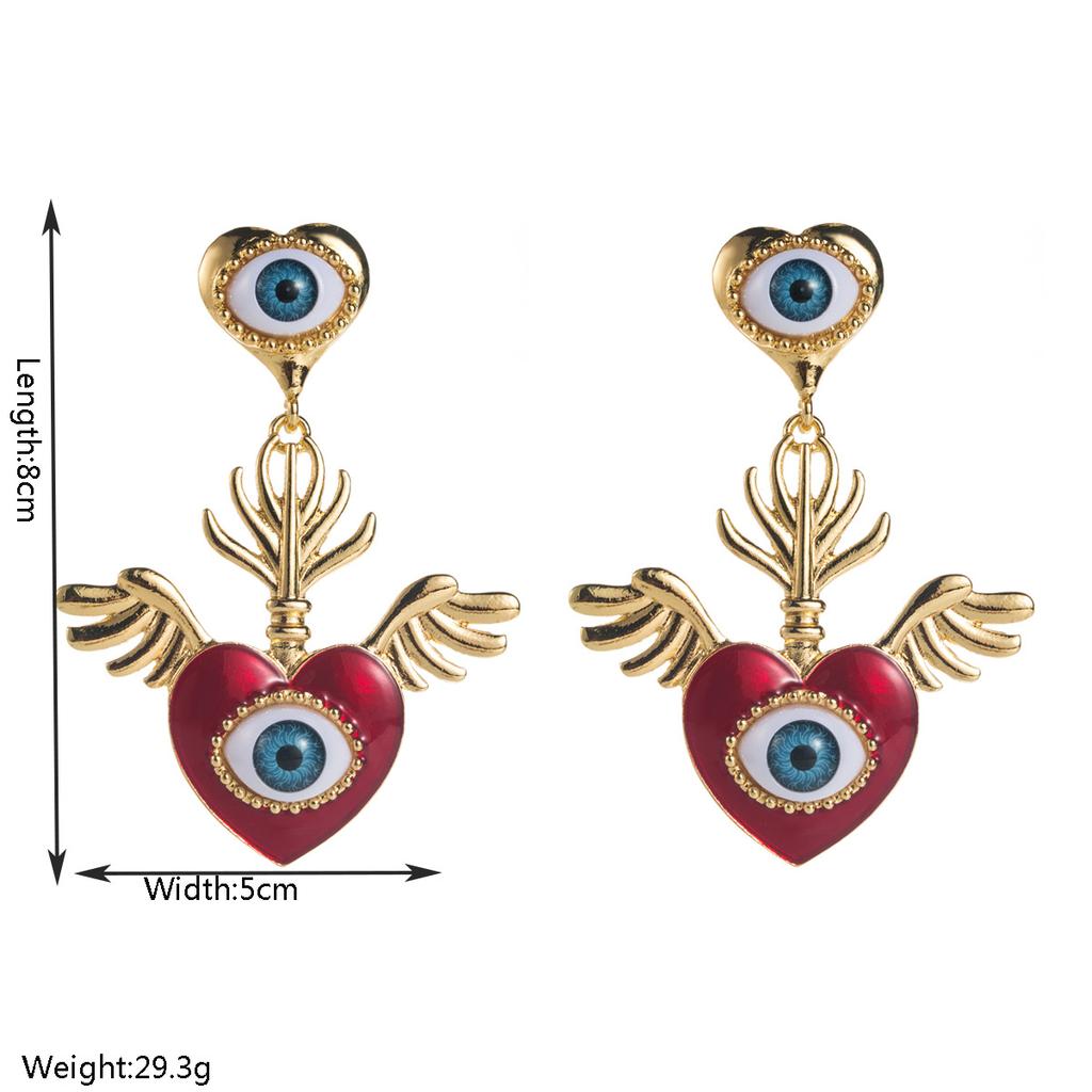 Personality Creative Love Devil's Eye Pearl Bee Earrings Silver Needle Earrings