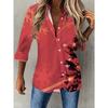 Large Size Women's Long Sleeve Shirt Christmas Theme Loose Printed Shirt Christmas Tree Pattern Medium and Long