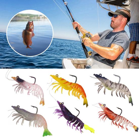 1/3/6Pcs Fishing Lures Shrimps Baits with Hook Realistic Looking Vibrant Color Freshwater Saltwater Shrimp Swimbaits Soft Lures