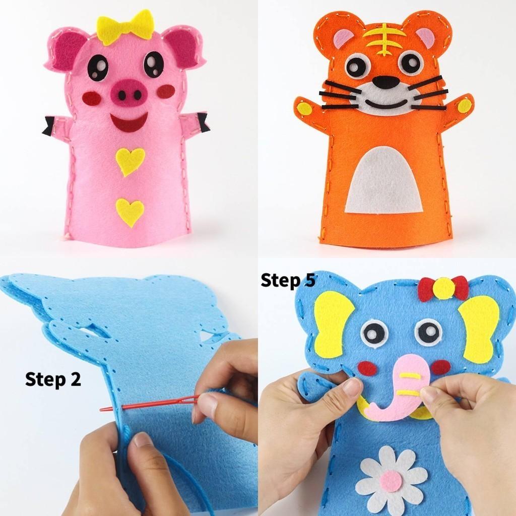 Children's Diy Craft Kit Non-woven Fabric Cartoon Animal Hand Puppets Kindergarten Handicraft Toy Set Characters)