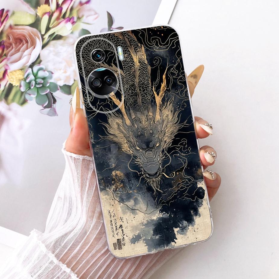 For Honor 90 Lite Case CRT-NX1 Stylish Bow Flowers Painted Cover Soft Slim Phone Case For Honor 90 Pro Honor90 Lite 90Pro Fundas