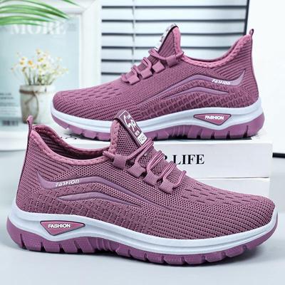Plus Size Fly-knit Breathable Women's Casual Shoes for Versatile Middle-aged and Elderly
