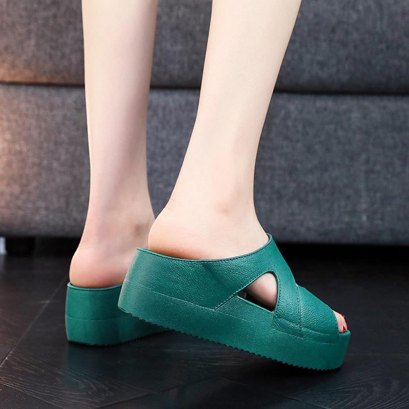 Damen Keilabsatz Slipper Sandalen - Sommermode, Dicke Rutschfeste Sohle