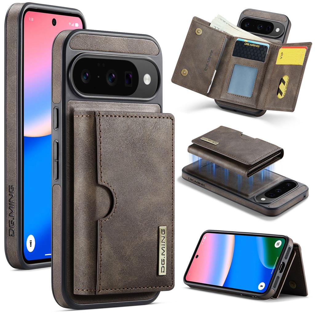 DG.MING M6 Series For Google Pixel 10/10 Pro Case Magnetic Wallet PU + PC + TPU Phone Cover