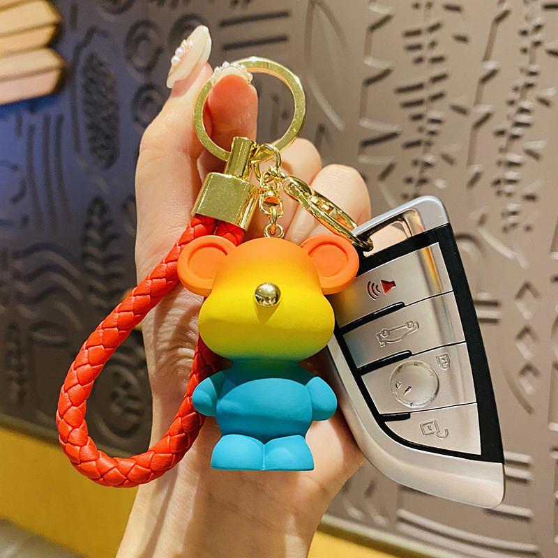 Bear Rainbow Rabbit Toy Keychain Alloy Material School Bag Pendant Decoration