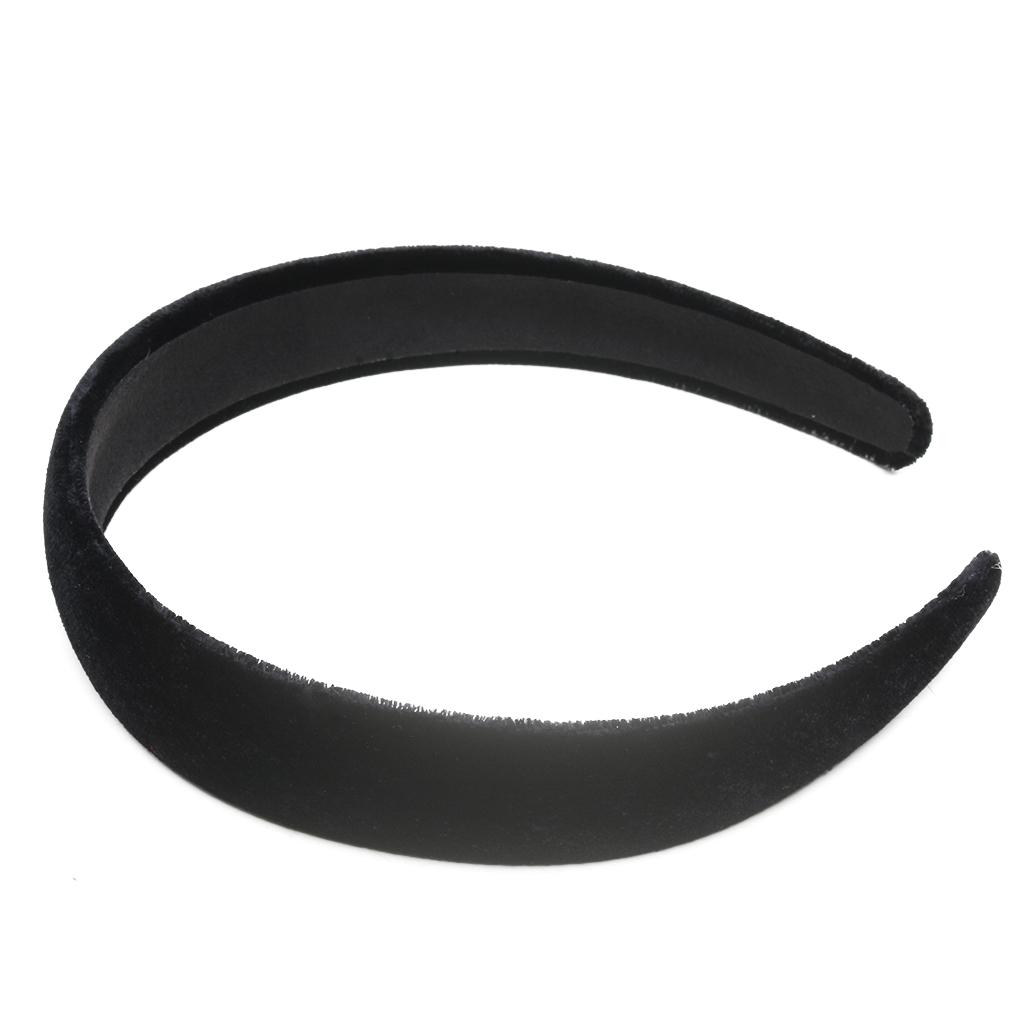Black Grace Padded Velvet Hair Band Like Headband Solid Hair Band For Women And Girls