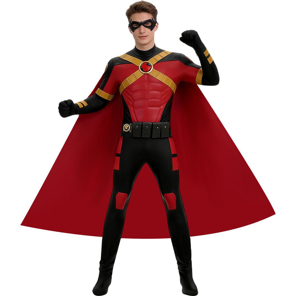 Red Robin Cosplay Costume With 3d Muscular Bodysuit And Wing Cape For Comic Con Events