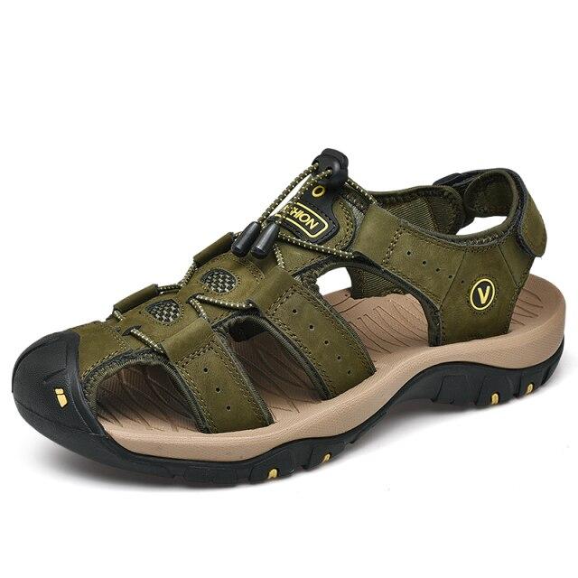 Classic Men 'S Sandals Summer Soft Sandals Comfortable Mens Shoes Genuine Leather Sandals Big Size Soft Outdoor Casual Shoes Men