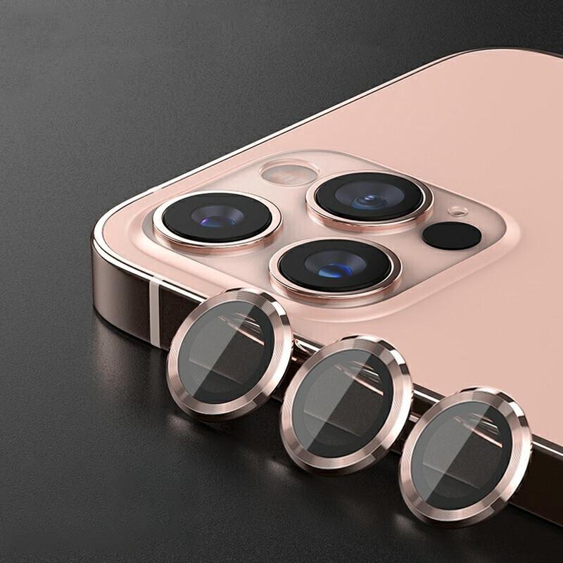 For IPhone 11/12/13/14 Pro Max Metal Ring Tempered Glass Camera Lens Protector