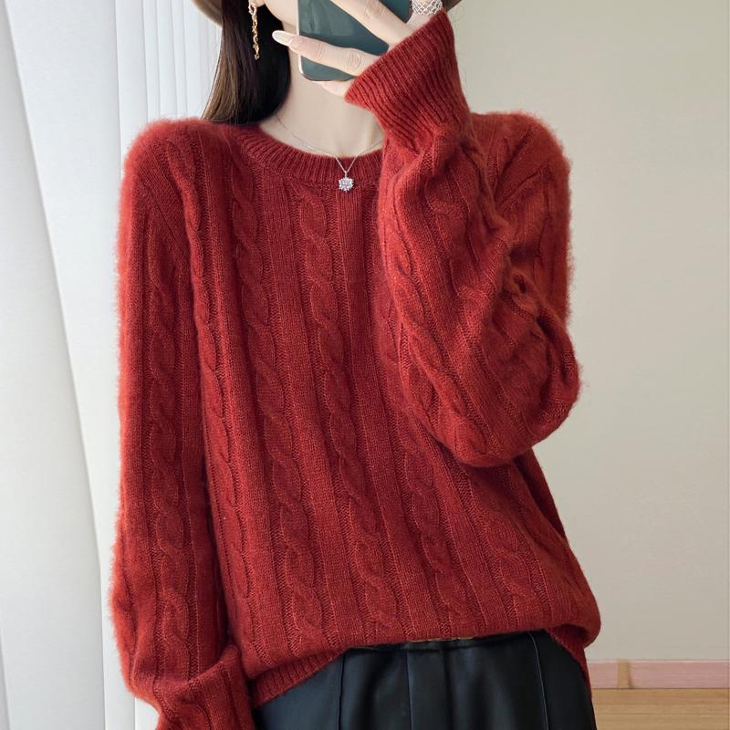 Women's cashmere sweater Qinghe cashmere 30% cashmere 70% wool autumn and winter pullover warm and fashionable