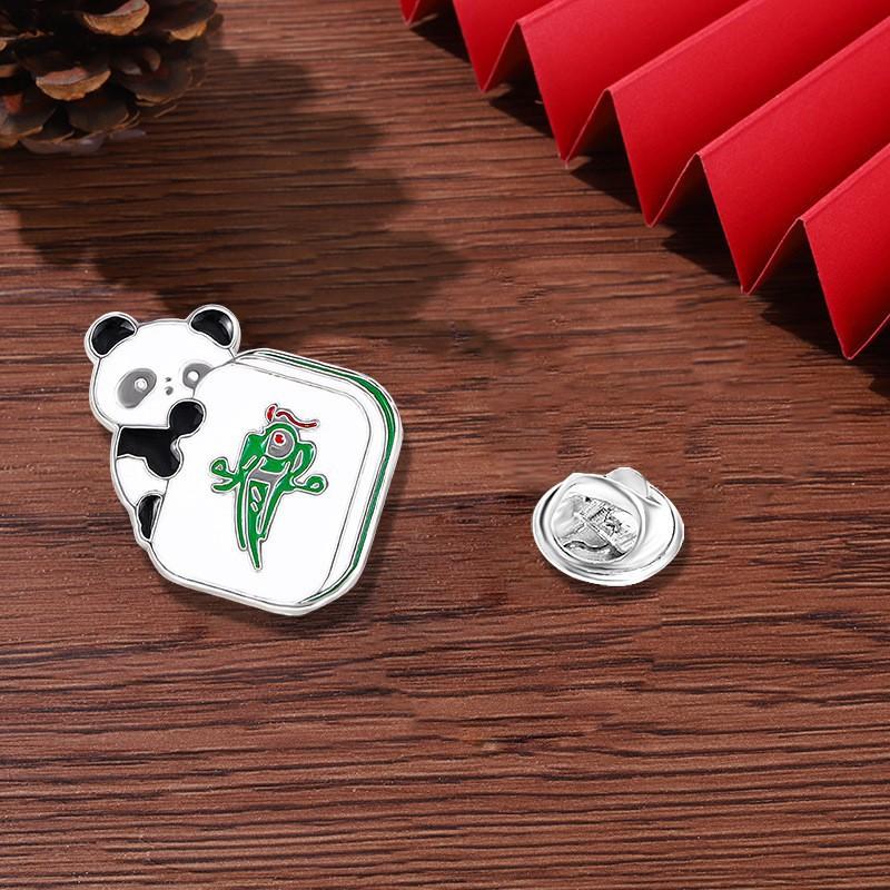 Chinese style panda brooch cute animal bag badge clothing bag accessories bamboo giant panda chain collar pin
